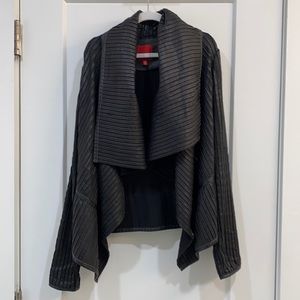 Red Saks fifth Avenue black stretchy leather striped jacket